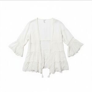 Ravviva White Crochet Detail Kimono - Women's Size Large